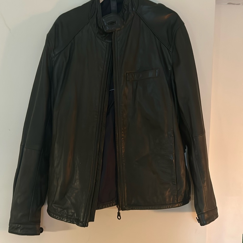 Black leather jacket men’s large